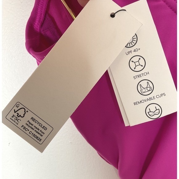 DKNY Womens Ruffled One Piece Swimsuit Adjustable Straps Medium NWT - Picture 7 of 13